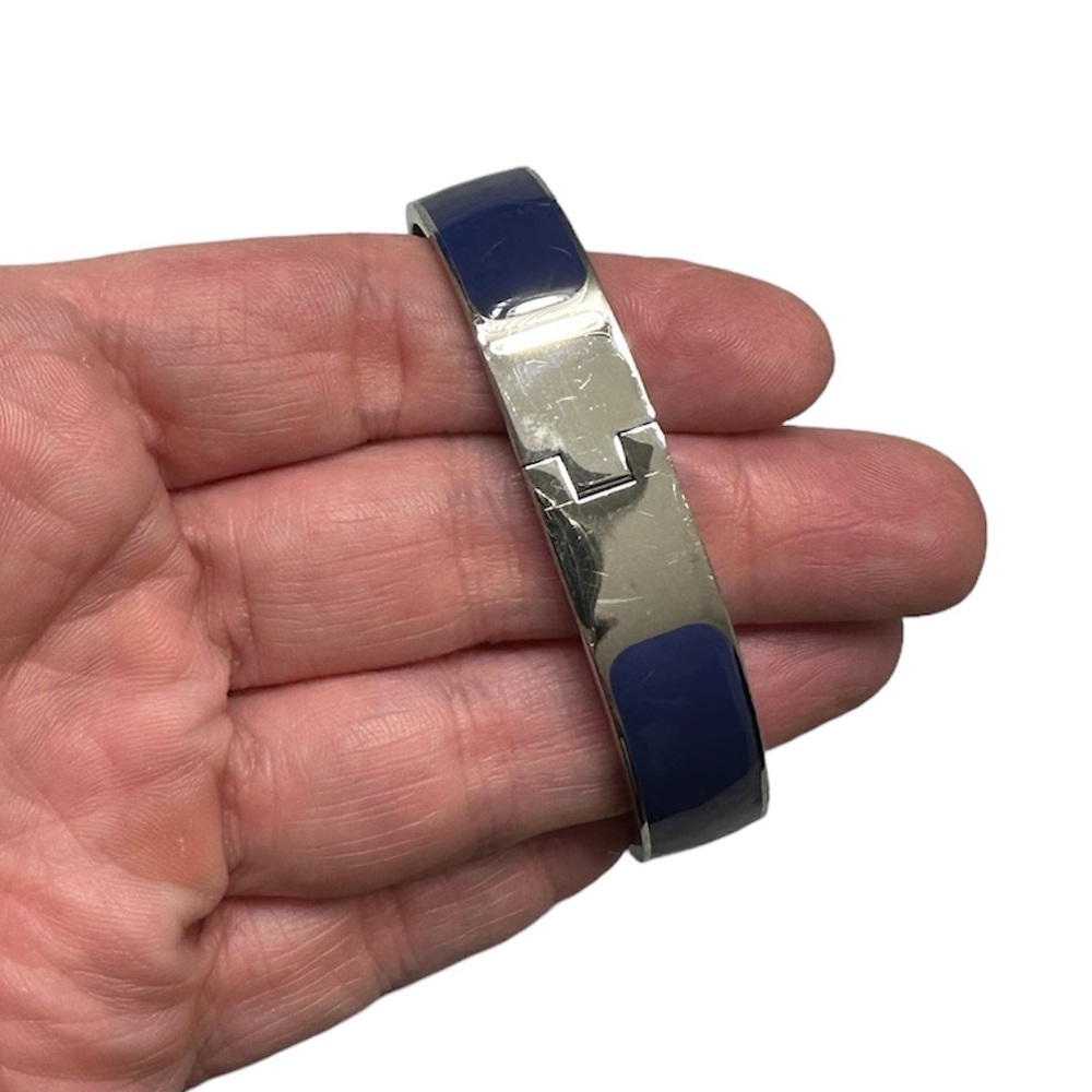 Rustic Cuff Purple Enamel Hinged Bangle With Logo… - image 6